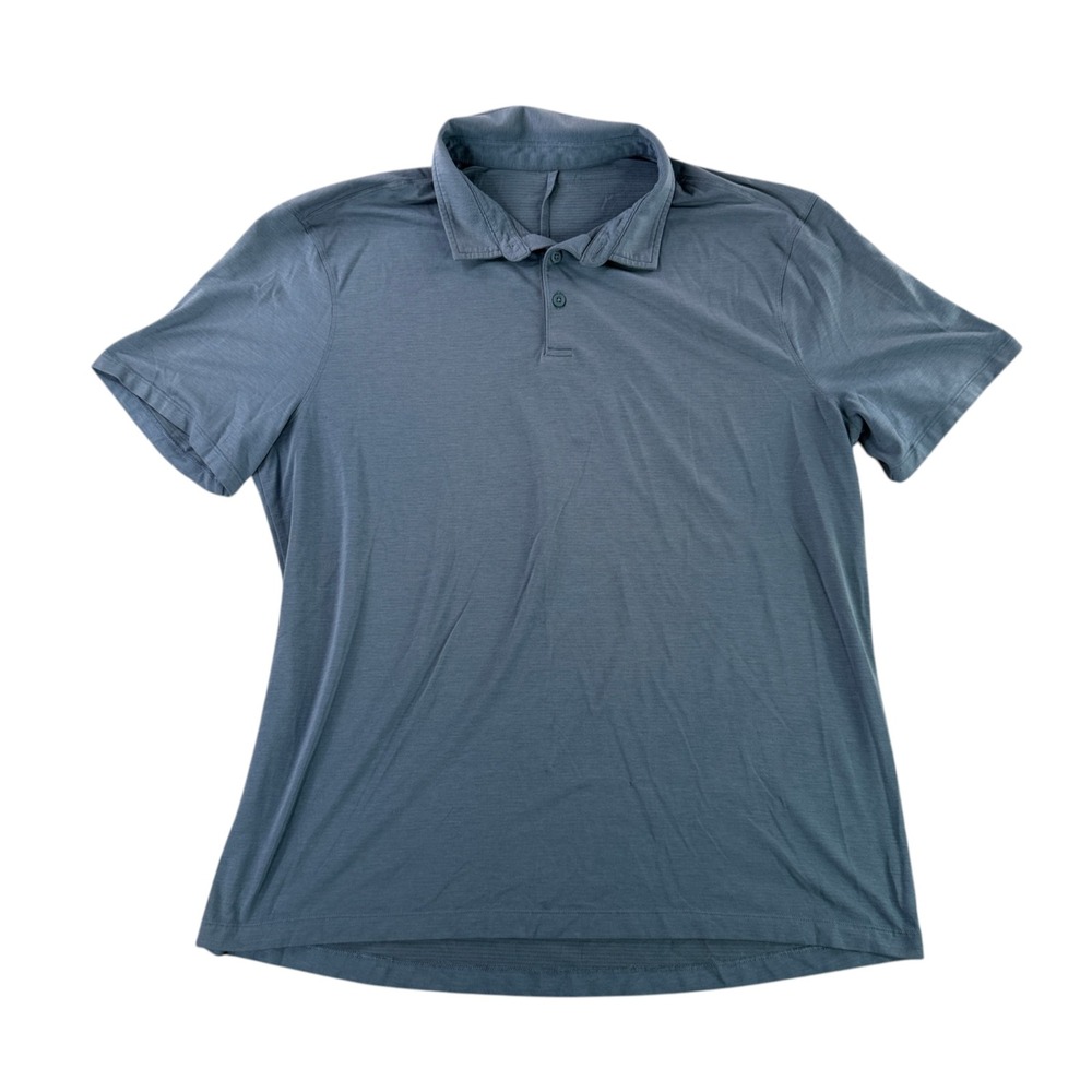 Lululemon Polo Shirt Men XL Blue Short Sleeve Evolution Breathable Activewear